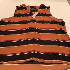 Brown black and rust sleeveless Blouse